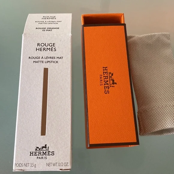 NIB Auth HERMÈS Rouge Hermès, Matte lipstick ROUGE ORANGE 53 Made in ITALY - Picture 9 of 12